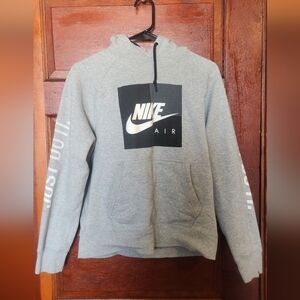 Men's Medium Nike Gray Pullover Hoodie with Black Nike Air Logo